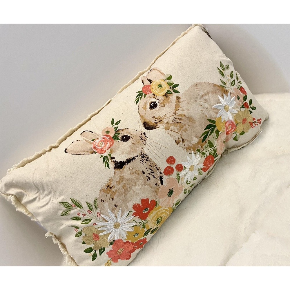 Embroidered Easter Bunny‎ Throw Pillow The Farmhouse By Rachel Ashwell